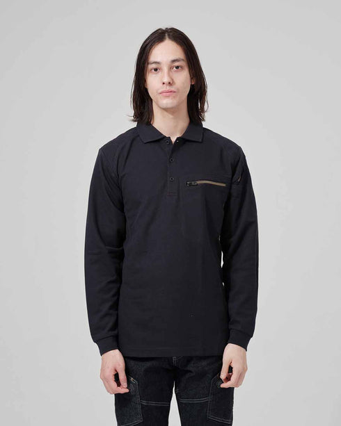 5105 ワークニットロングポロシャツ