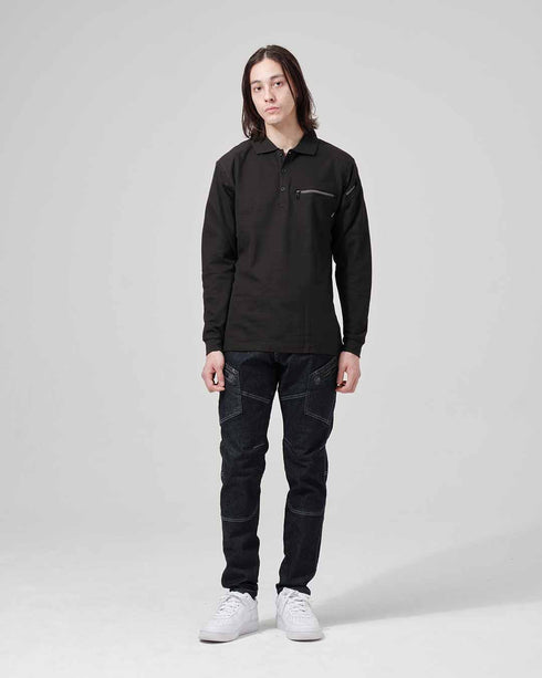 5105 ワークニットロングポロシャツ