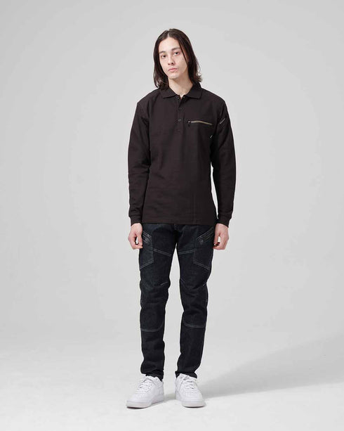 5105 ワークニットロングポロシャツ