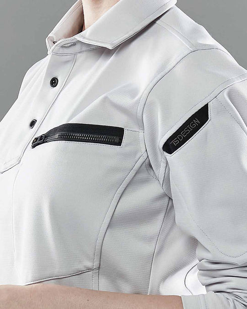 51305 T/Cワークニットロングポロシャツ