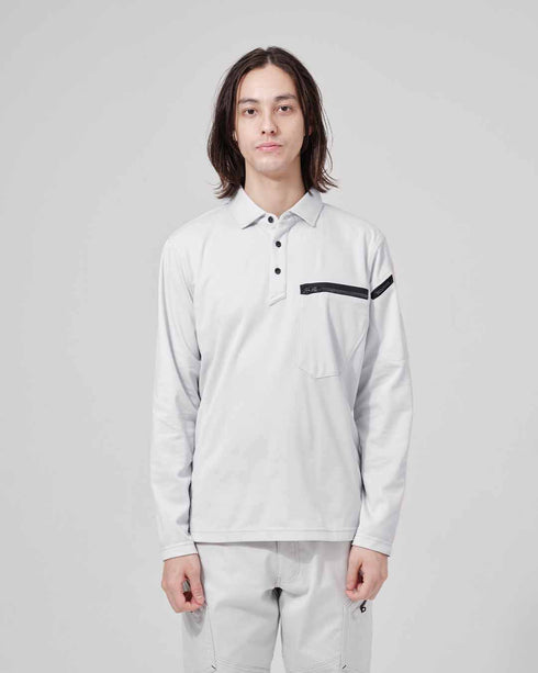 51305 T/Cワークニットロングポロシャツ