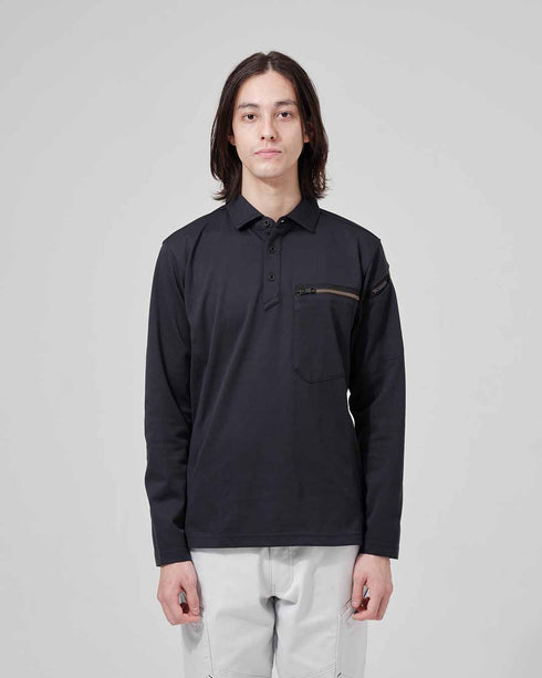 51305 T/Cワークニットロングポロシャツ