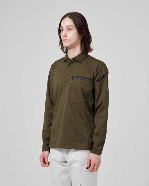 51305 T/Cワークニットロングポロシャツ