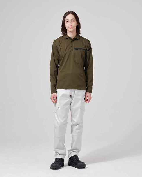 51305 T/Cワークニットロングポロシャツ